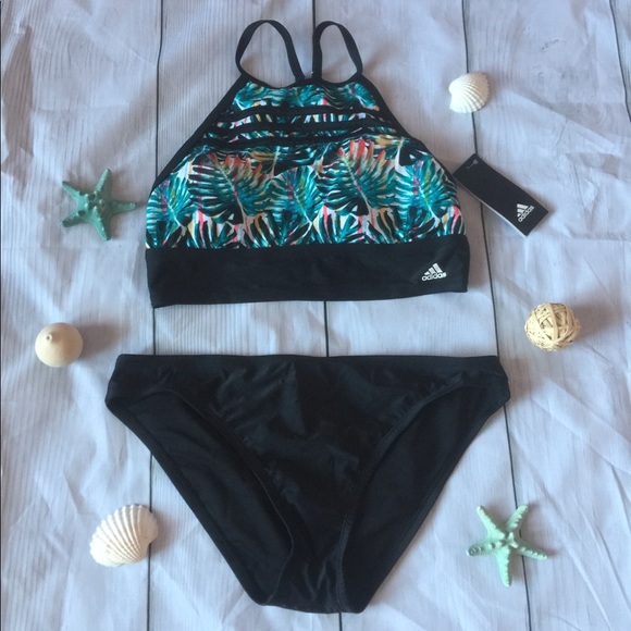 NWT Adidas Women’s Size L Painted Palms 2pc Bikini - Picture 7 of 11